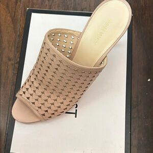 Nine West Beige Woven Mules
